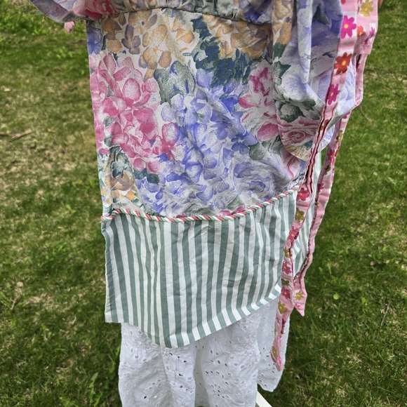 Handmade Multi Layered Waist Apron Floral Stripes Knee Length Prairie Homestead - Picture 5 of 9